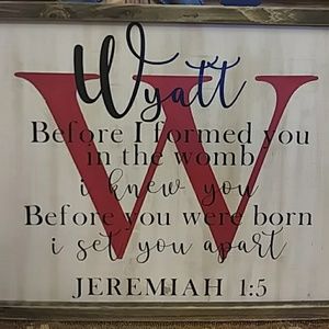 Personalized Jeremiah 1:5 nursery sign